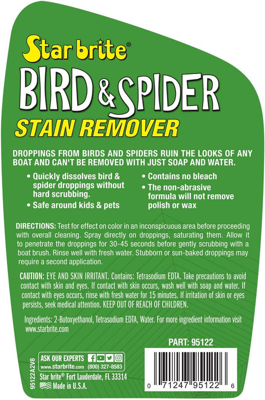 STAR BRITE Spider & Bird Stain Remover Spray - Quickly Dissolve Bird Droppings & Clean up Spider Mess - Won't Remove Polish or Wax (095122SS)
