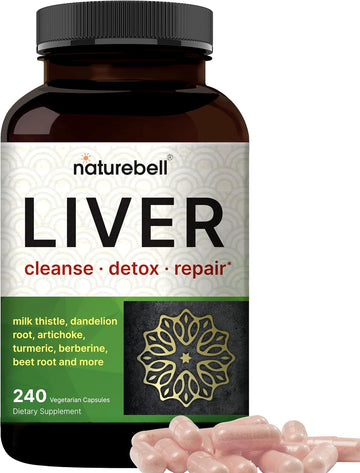 Liver Cleanse Detox & Repair Supplement, 240 Veggie Capsules|15-In-1 Complex With Milk Thistle 500Mg, Dandelion Root 200Mg, Artichoke 200Mg, Black Currant Oil, Turmeric, Chicory, Zinc, Choline & More