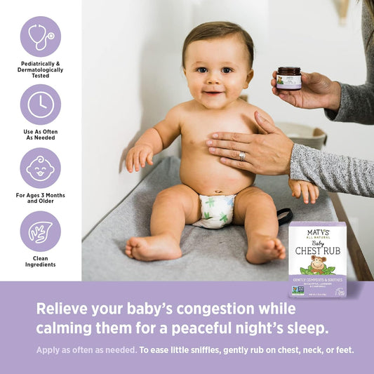Matys Baby Cough Care Bundle, Organic Day & Night Cough Syrups 2-pk Plus Baby Chest Rub Ointment for Babies & Infants 3 Months +, Melatonin Free, 3pcs