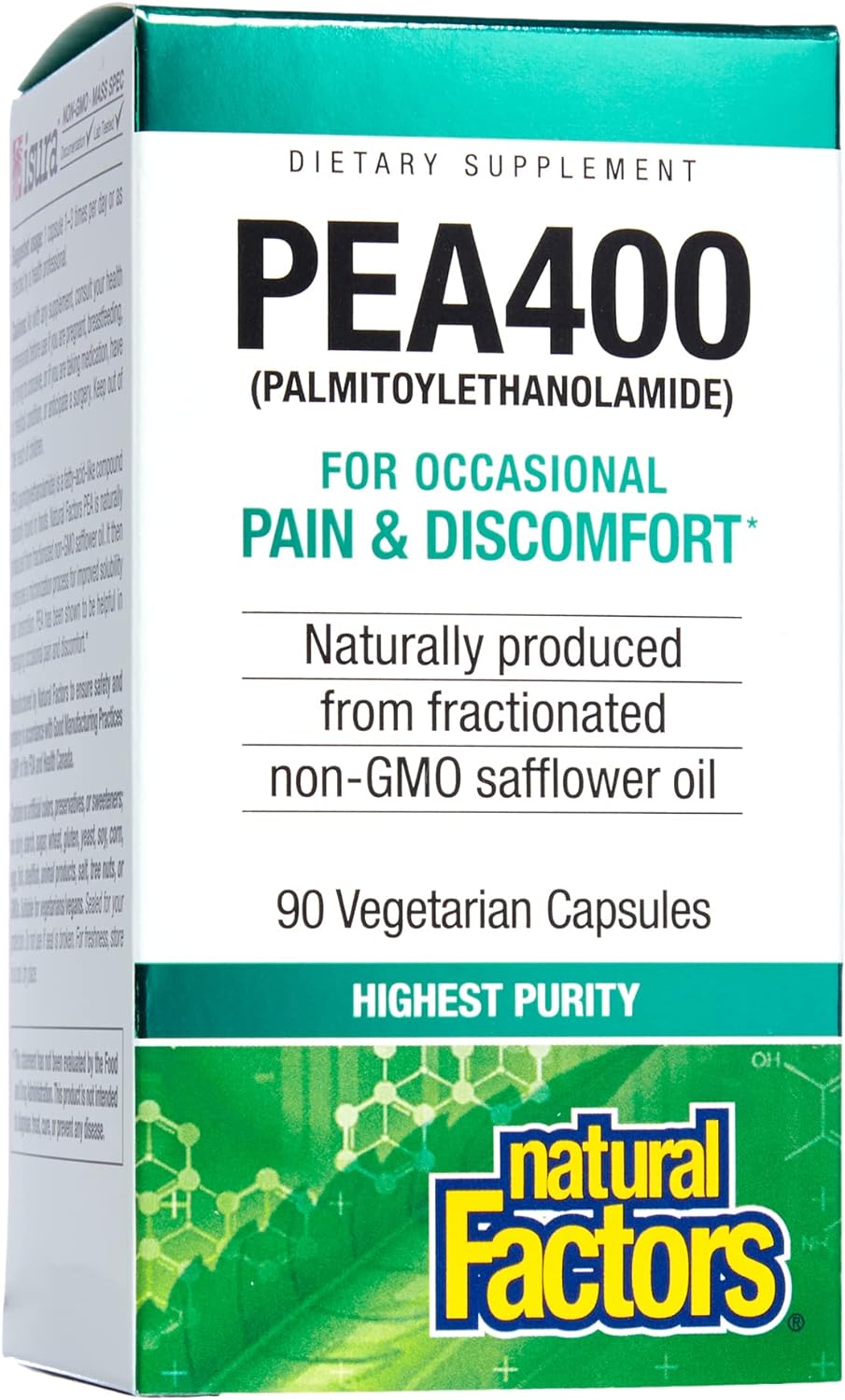 Natural Factors, Pea400, Pure Palmitoylethanolamide For Relief, 90 Count