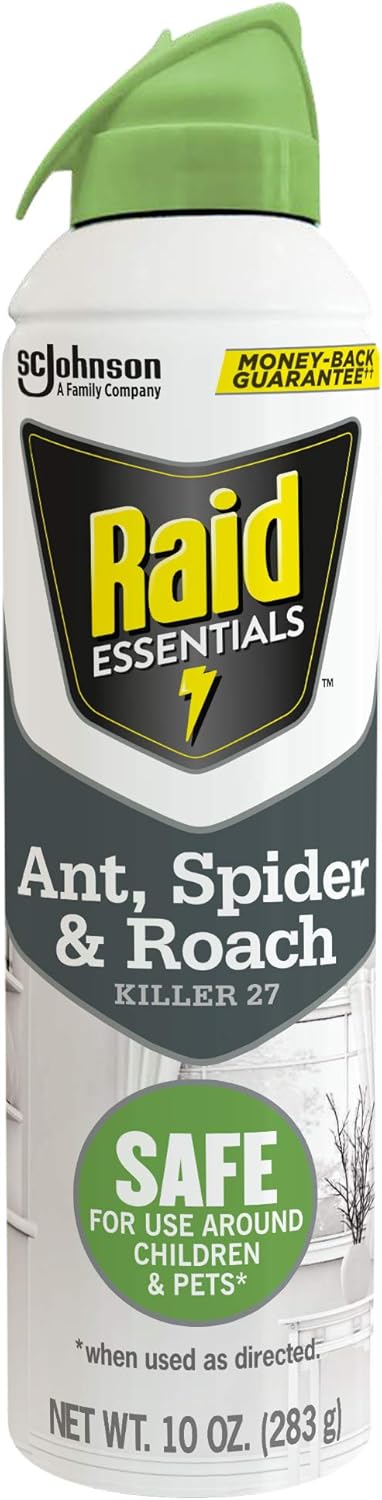 Raid Essentials Ant Spider, And Roach Killer Aerosol Spray, Child & Pet Safe, Kills Insects Quickly, For Indoor Use, 10 Oz