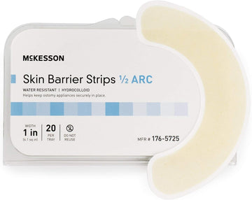 McKesson Skin Barrier Strips, Ostomy, Water Resistant, Hydrocolloid, 1/2 Arc Shape, 1 in Width, 20 Count, 14 Packs, 280 Total