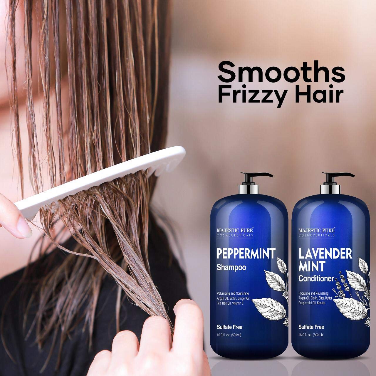 MAJESTIC PURE Peppermint Oil Shampoo and Lavender Mint Conditioner Set - Hair Growth Stimulating Formula with Biotin for Thinning Hair, Fights Hair Loss, Sulfate Free - Men and Women - 16.9 fl oz x 2 : Beauty & Personal Care