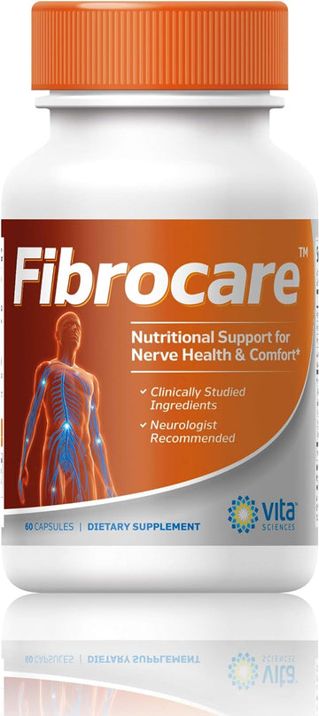 Vita Sciences Fibrocare Fibromyalgia Supplement For Fast Repair Nerve Health. Natural R-Ala Form 40X Strength With Vitamins And Antioxidants To Renew And Revitalize Feet, Hands, Legs, And Toes. 60 Ct