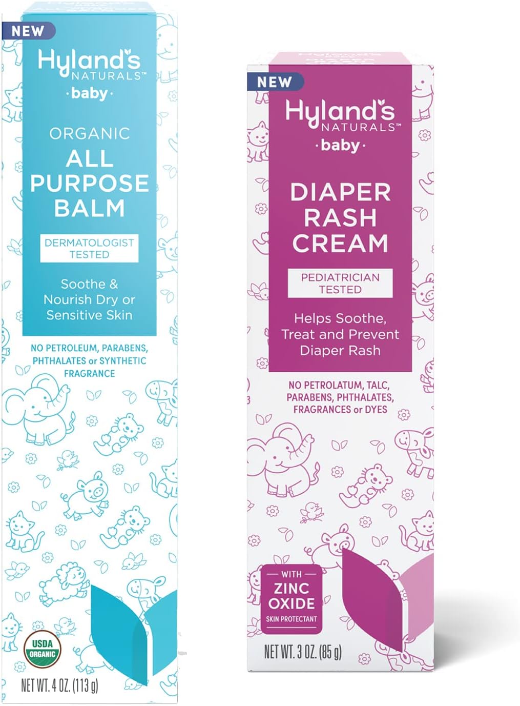 Hyland's Naturals Baby Diaper Rash Cream + Organic All Purpose Balm, With Organic Calendula, Safe & Gentle, Dermatologist Tested