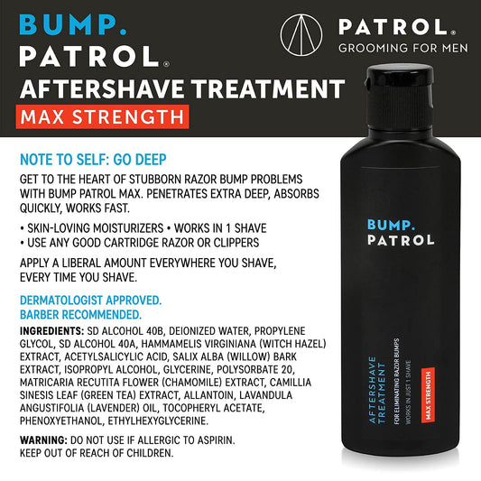 Bump Patrol Maximum Strength Aftershave Formula - After Shave Solution Eliminates Razor Bumps And Ingrown Hairs - 2 Ounces