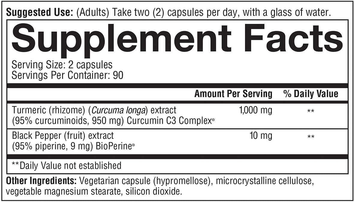 Youtheory Turmeric Extra Strength 1000mg (180 Count) (2 Pack)