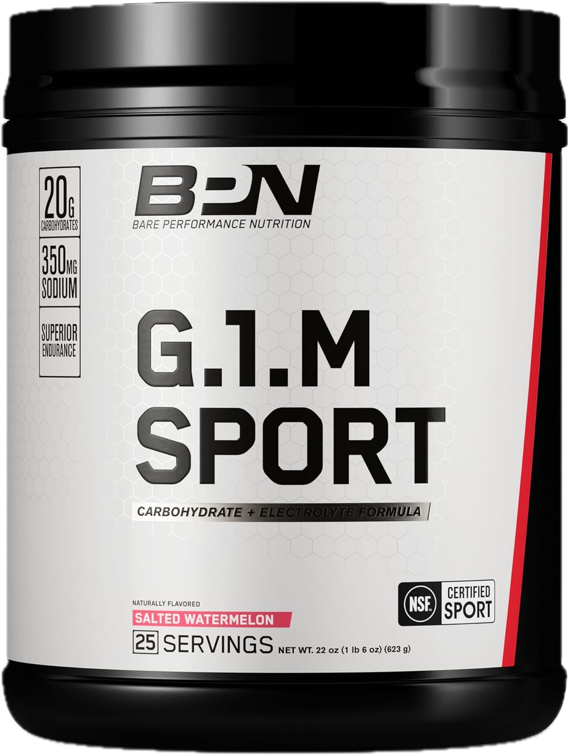 Bare Performance Nutrition, Bpn G.1.M Go One More Sport, Endurance Training Fuel, Superior Carbohydrate & Electrolytes Powder Formula, Reduce Fatigue, Salted Watermelon, 25 Servings