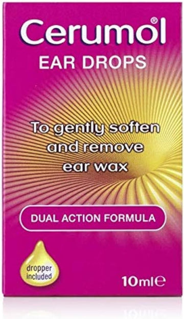 Cerumol Dual Action Ear Drops, 10Ml, Gentle Formulation, Helps Relieve Symptoms Of Ear Wax, Softens Earwax, Dropper Included