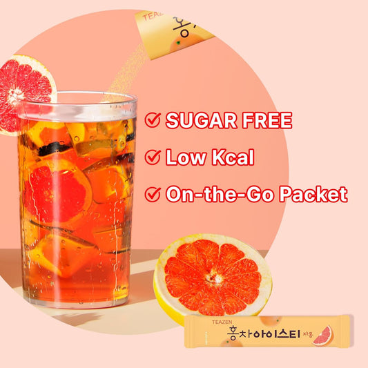 Teazen Summer Grapefruit Iced Tea, Sugar Free, Uva Black Tea, Hydration Drink Mix, 10 Sticks, 1.76Oz