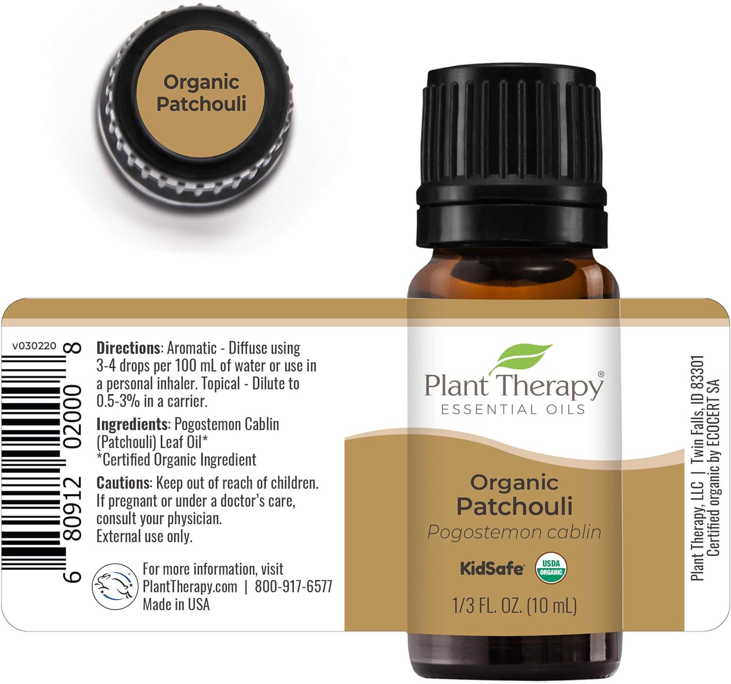Plant Therapy Organic Patchouli Essential Oil 10 mL (1/3 oz) 100% Pure, Undiluted, Therapeutic Grade : Health & Household