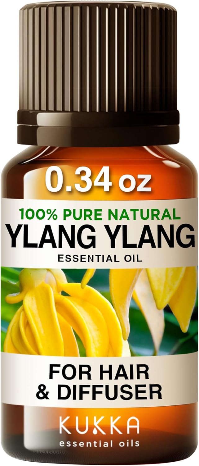 Kukka Ylang-Ylang Essential Oil - 100% Pure Natural Ylang Ylang Oil For Skin Hair & Diffuser - Premium Quality Ylang Ylang Essential Oil For Aromatherapy Soap Making Scent & Diy (0.34 Fl Oz)