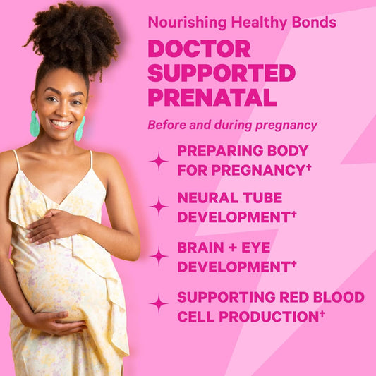 Pink Stork Total Prenatal Vitamin Gummies For Women With Folic Acid, Vitamin D, And Vitamin B6 To Support Fetal Development And Morning Sickness, Pregnancy Must Haves - Raspberry, 60 Count