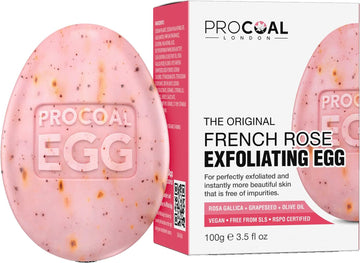 French Rose Exfoliating Natural Soap 100G By Procoal - Vegan Soap Bar For Soft, Refreshed And Decongested Skin, Glycerin Soap, Hand, Body, Shower & Cruelty-Free