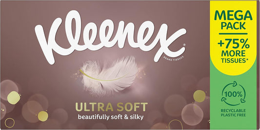 Kleenex Ultra Soft Tissues Mega Pack, 112 Sheets per box – Beautifully Soft And Silky Tissues - 12 boxes per case