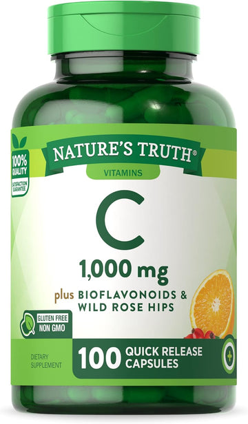 Nature'S Truth Vitamin C 1000Mg | 100 Capsules | With Wild Rose Hips & Bioflavonoids | Non-Gmo & Gluten Free Supplement