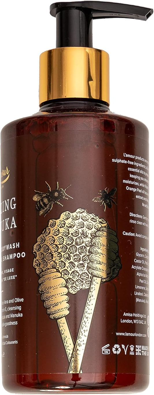 L'Amour Natural | Buzzing Manuka | Luxury Hand Wash | Essential Oils | Sulphate Free | Gentle For Dry And Sensitive Skin | 250Ml