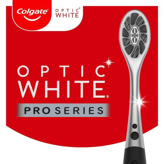 Colgate Optic White Pro Series Soft Toothbrush Pack, Made with Soft Charcoal Spiral Bristles, Helps Remove Surface Stains, Soft Bristled Toothbrushes, 2 Pack