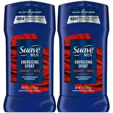 Suave Antiperspirant for Men, Active Sport – Invisible Solid Antiperspirant Stick, 48H Sweat & Odor Protection, Moisturizing Formula, Scented, 2.7 Oz (Pack of 2)