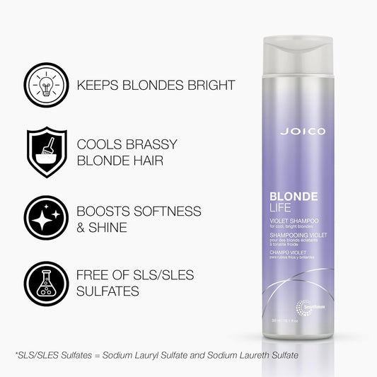 Joico Blonde Life Violet Shampoo And Conditioner | For Cool & Bright Blonde Hair | Neutralize Brassy Tones | Banish Yellow Tones | Boost Shine | Sulfate Free | With Monoi & Tamanu Oil