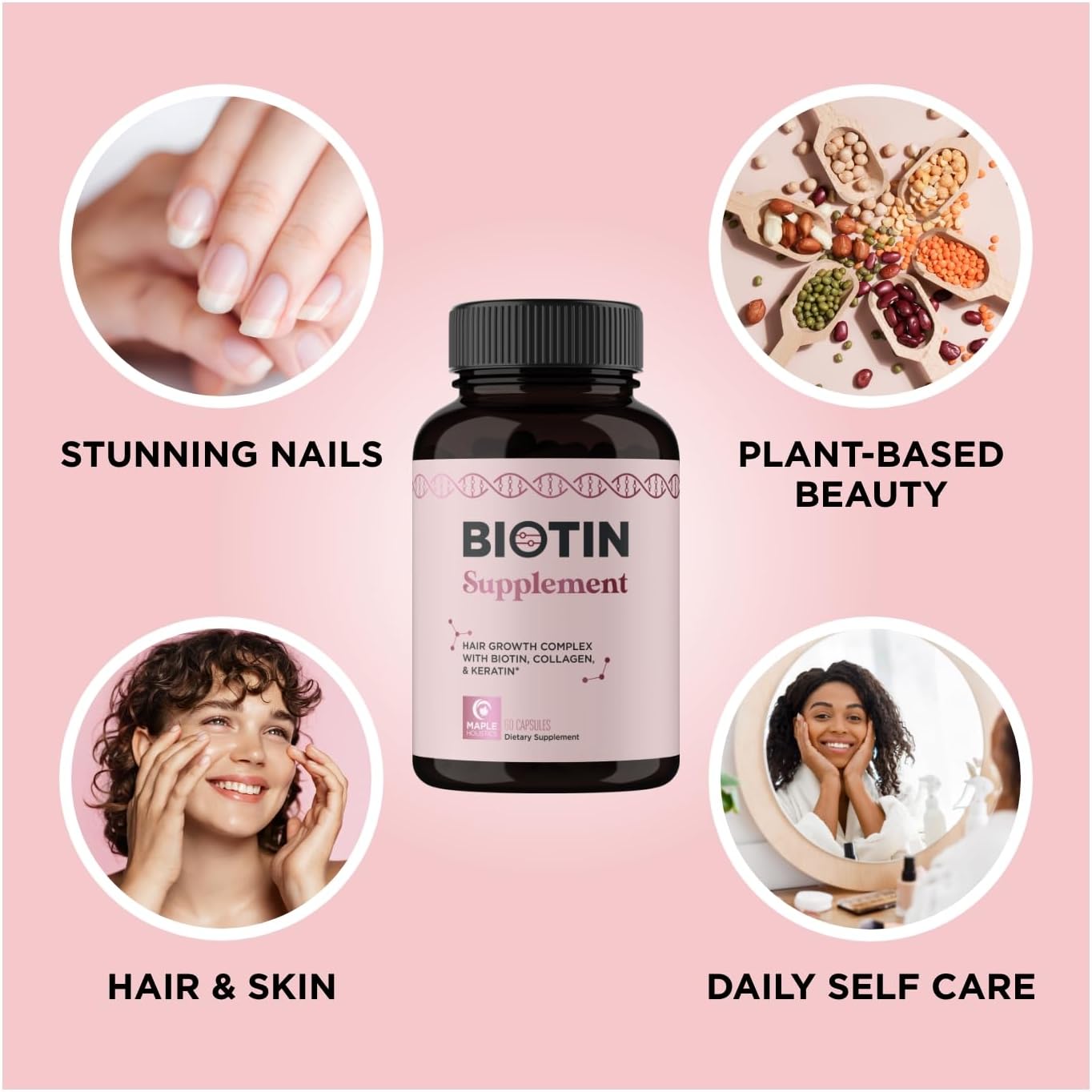 Thicker Hair Growth Vitamins - Extra Strength Biotin and Collagen Supplement with Healthy Hair Vitamins for Hair Loss - Visibly Stronger and Fuller Hair Growth Supplement (1 Month) (Womens) : Health & Household