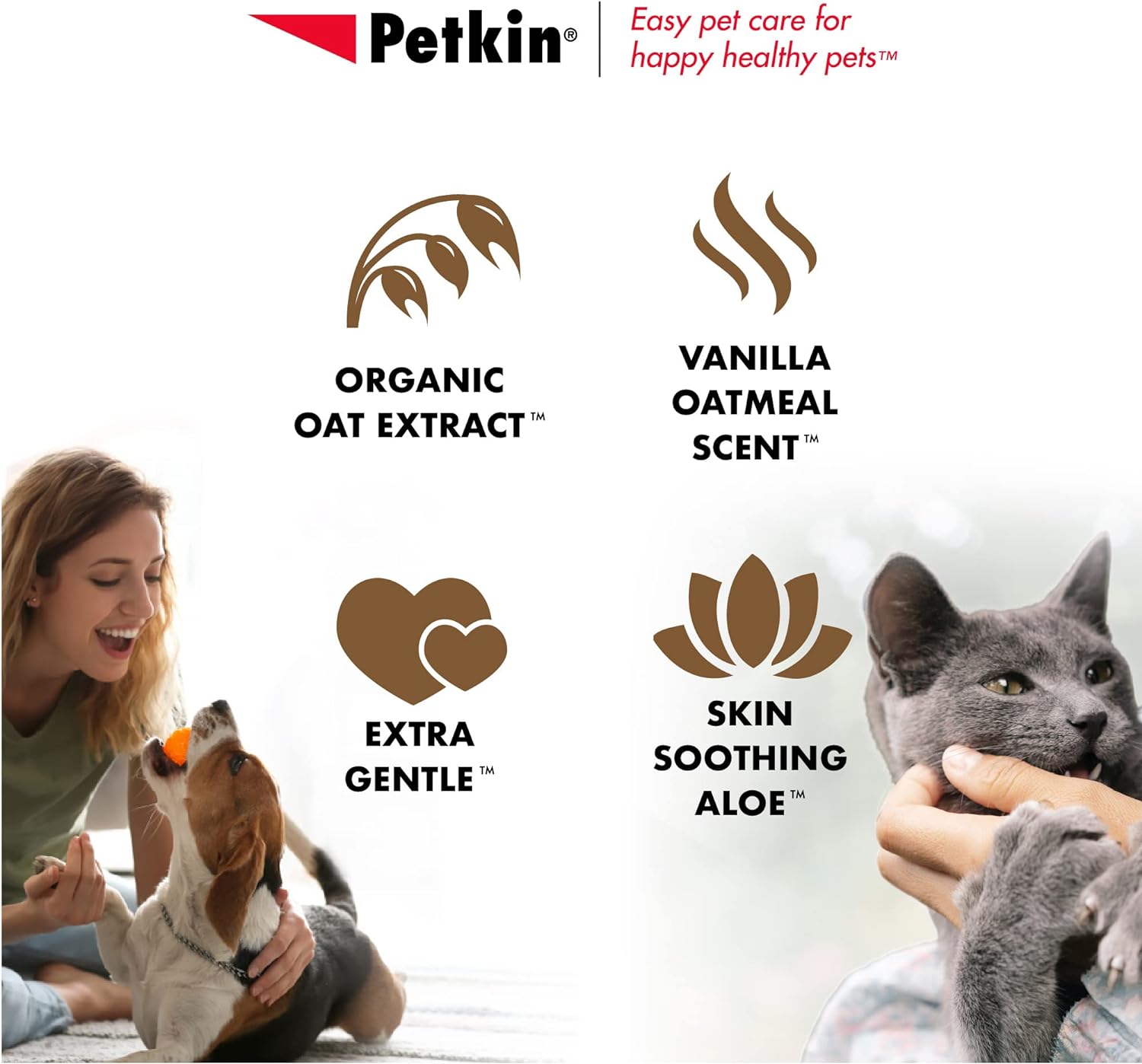 Petkin Pet Wipes for Dogs and Cats, 200 Wipes (Large) – Oatmeal Pet Wipes for Dogs and Cats – Soothes Itchy Dry Skin and Cleans Ears, Face, Butt, Body and Eye Area – 2 Packs of 100 Wipes : Pet Supplies