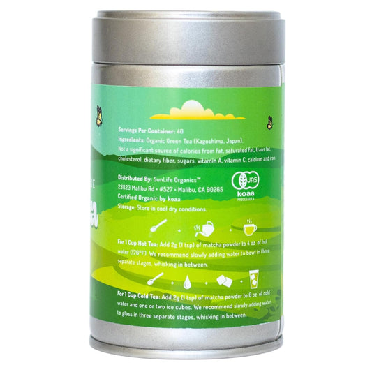 Sunlife Organics Usda Organic Matcha Green Tea Powder Tin (80 Grams) - Premium Japanese Matcha Powder Culinary Grade - Authentic Ceremonial Grade Matcha Powder