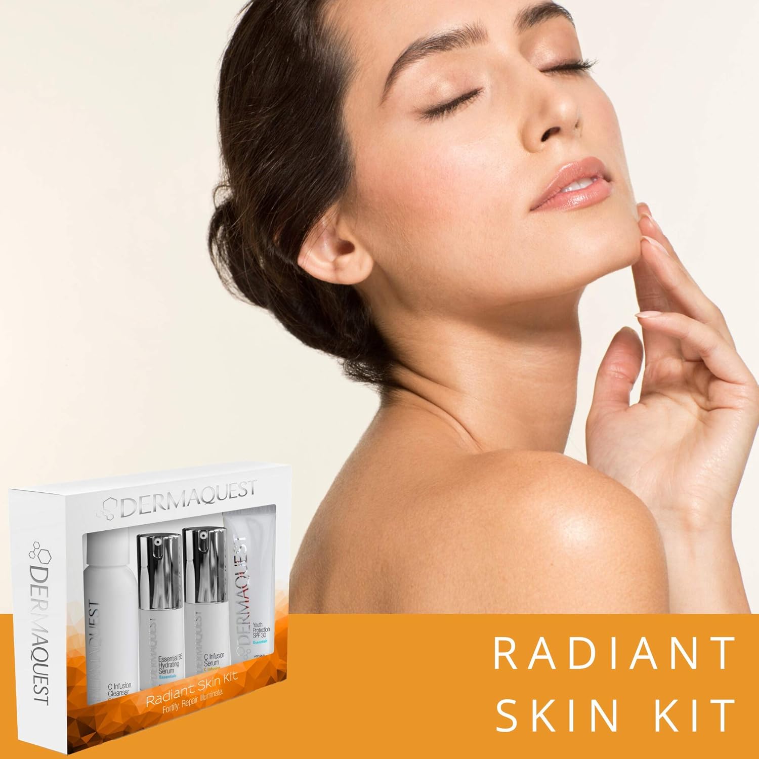 Dermaquest Radiant Skin Protective Anti Aging Facial Kit - Antioxidant Face Wash, Hyaluronic B5 Serum, Retinol Vitamin C Serum, Zinc Oxide Spf50 Sunscreen : Beauty & Personal Care