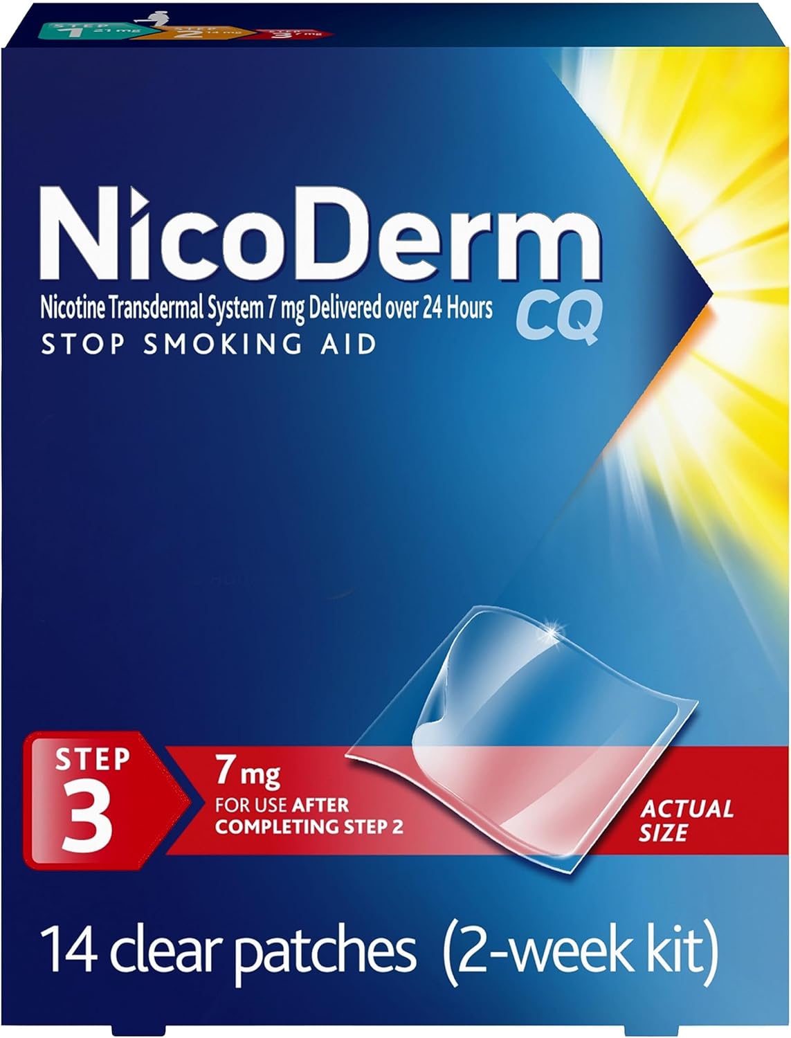 Nicoderm Cq 7Mg Step 3 Nicotine Patches To Help Quit Smoking - Stop Smoking Aid, 14 Count