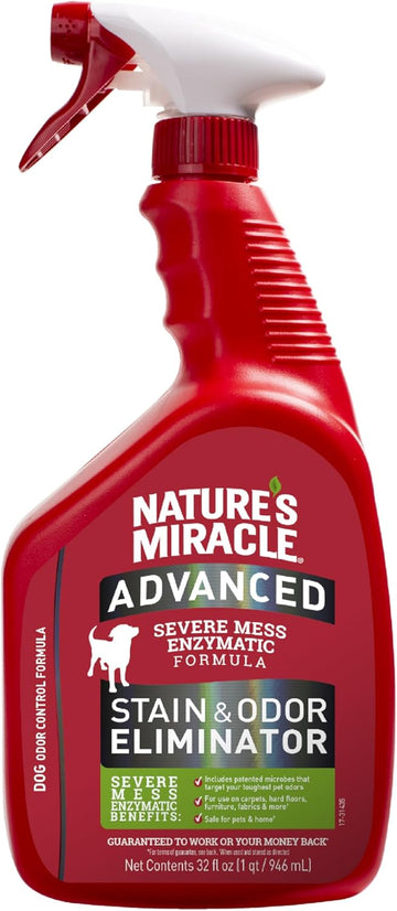 Nature'S Miracle Advanced Dog Stain And Odor Eliminator Spray, Severe Mess Enzymatic Formula, 32 Fl Oz