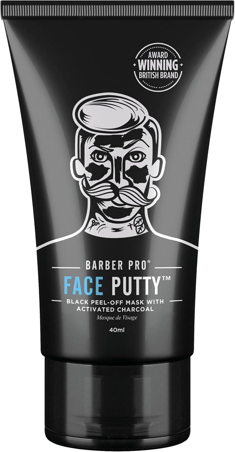 Barber Pro Face Putty Black Peel Off Mask With Activated Charcoal Detoxifying Unclog Pores Deep Cleansing & Brightening Mens Skincare Multi Award Winning Brand 40Ml