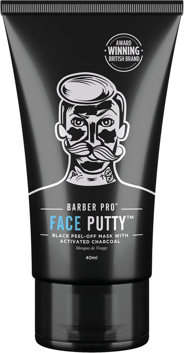 Barber Pro Face Putty Black Peel Off Mask With Activated Charcoal Detoxifying Unclog Pores Deep Cleansing & Brightening Mens Skincare Multi Award Winning Brand 40Ml