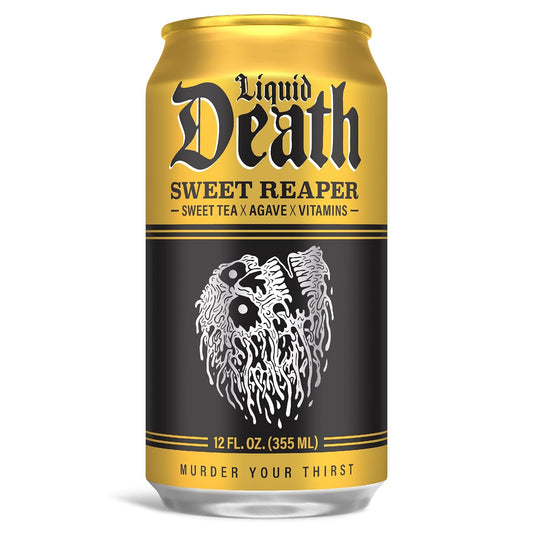 Liquid Death, Sweet Reaper Iced Tea, 12-Pack (12 Oz Cans), Southern Style Sweet Tea, Low Calorie, No Artificial Sweeteners, B Vitamins
