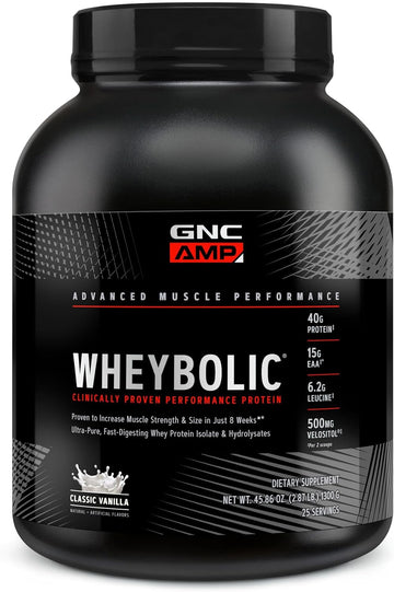 Gnc Amp Wheybolic Protein Powder | Targeted Muscle Building And Workout Support Formula | Pure Whey Protein Powder Isolate With Bcaa | Gluten Free | Classic Vanilla | 25 Servings