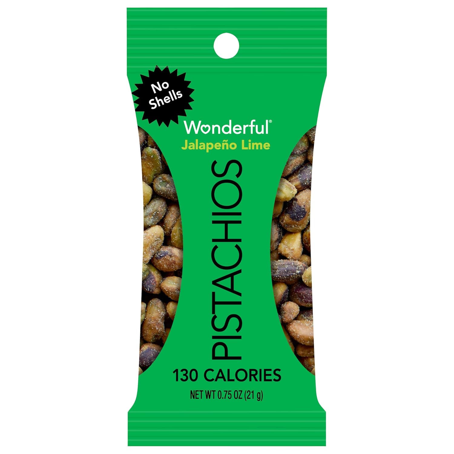 Wonderful Pistachios No Shells, Jalapeño Lime Nuts, 0.75 Ounce Bags (Pack Of 14), Protein Snacks, Gluten Free, On-The-Go, Individually Wrapped Healthy Snack