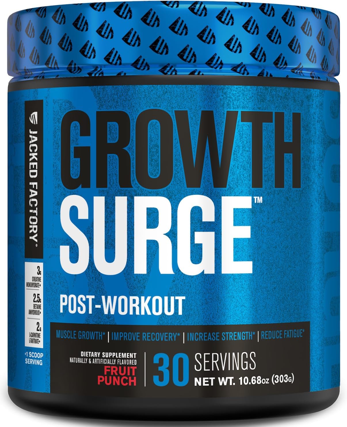 Jacked Factory Growth Surge Creatine Post Workout W/L-Carnitine - Daily Muscle Builder & Recovery Supplement With Creatine Monohydrate, Betaine, L-Carnitine L-Tartrate - 30 Servings, Fruit Punch