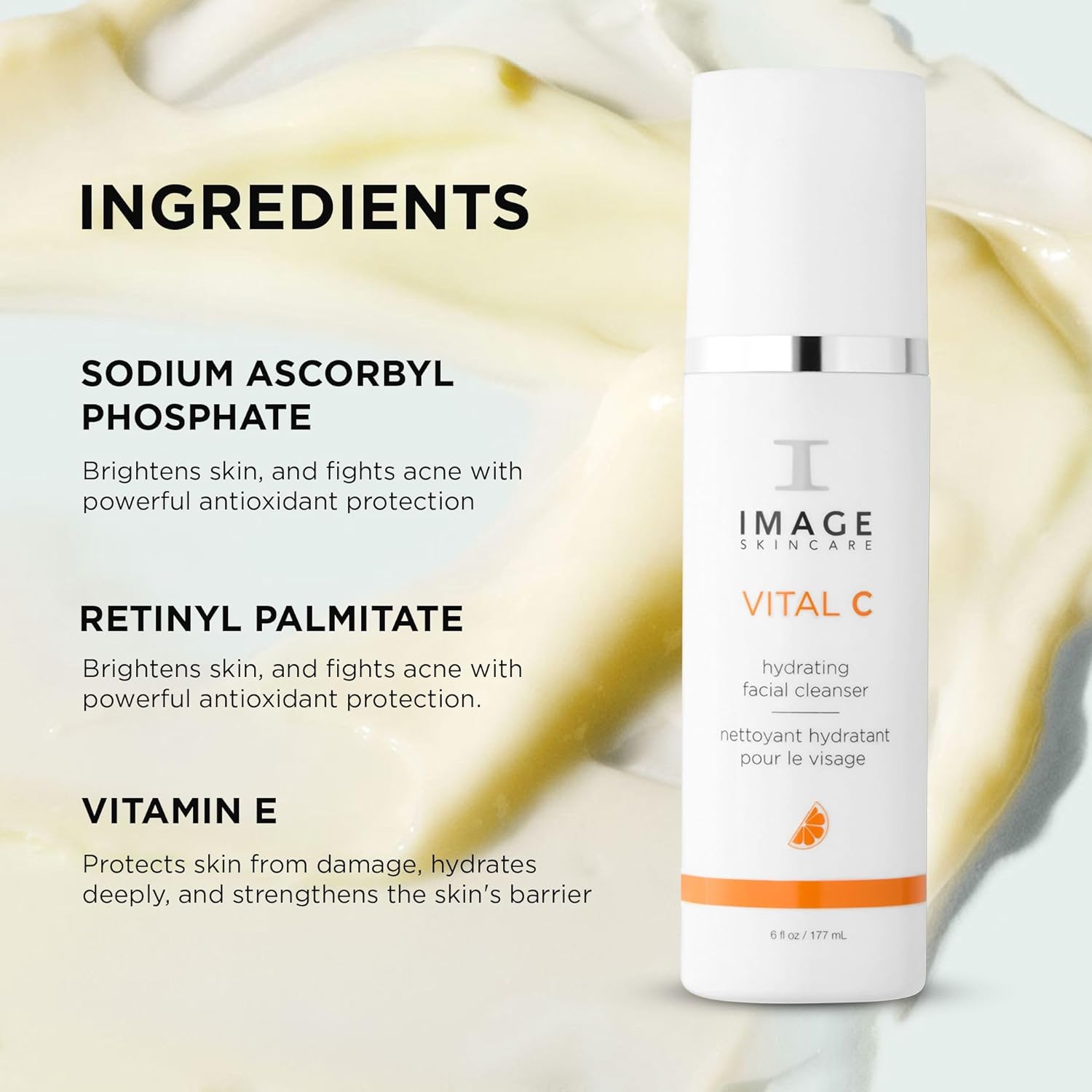 IMAGE Skincare, VITAL C Hydrating Facial Cleanser, Gentle Face Wash with Vitamin C, E and A, 6 fl oz : Beauty & Personal Care