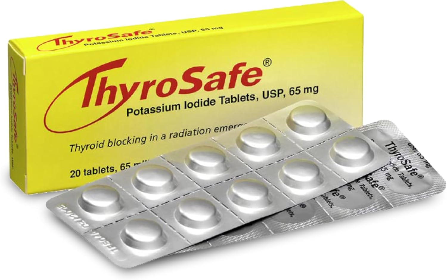 Potassium Iodide Tablets 65 mg – Thyroid Protection, 20 Count Emergency Supply