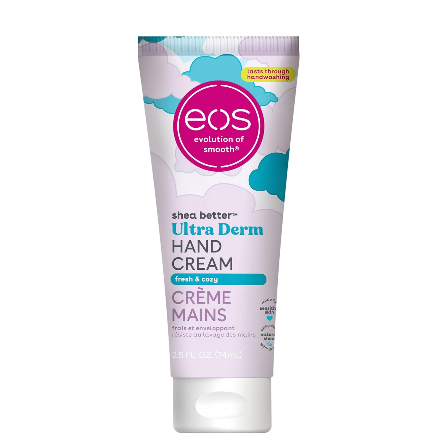 Eos Shea Better Hand Cream- Fresh & Cozy, 24-Hour Moisture Skin Care, Lasts Through Hand Washing, 2.5 Fl Oz