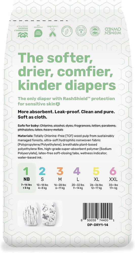 Parasol Clear+Dry Disposable Diapers | Rashshield Protection, Leakproof Design, Hypoallergenic | Size 1, (7-14 Lbs) 84 Count