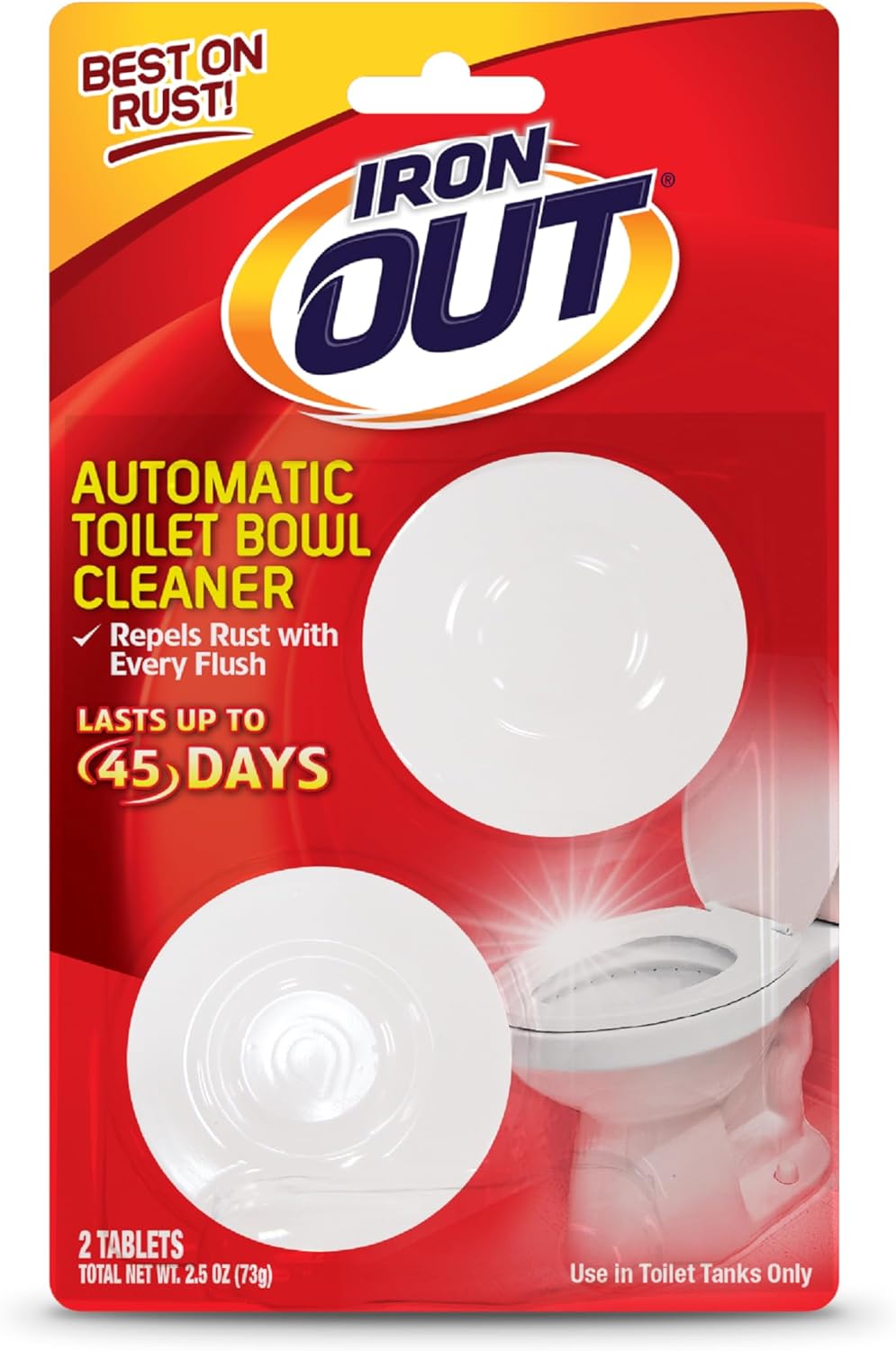 Iron Out Automatic Toilet Bowl Cleaner, Helps Remove And Prevent Rust Stains In Toilet Bowls And Tanks, 2 Tablets