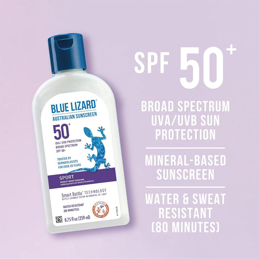 Blue Lizard Sport Mineral-Based Sunscreen Lotion - Spf 50+, Cream, Unscented, 8.75 Fl Oz