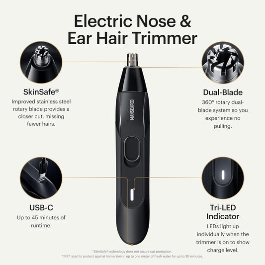 Manscaped® Weed Whacker® 2.0 Electric Nose & Ear Hair Trimmer – 7,000 Rpm Precision Tool With Rechargeable Battery, Wet/Dry, Easy To Clean, Improved Stainless Steel Replaceable Blade