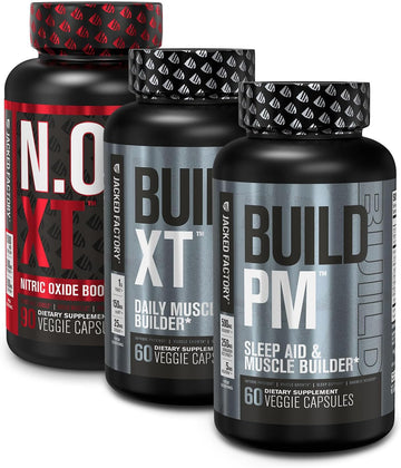 Jacked Factory Am & Pm Muscle Building Stack - N.O. Xt, Build Xt, & Build Pm