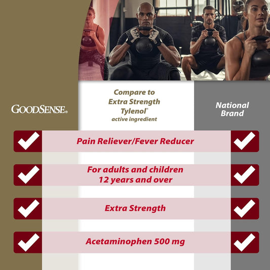 Goodsense Extra Strength Pain Relief, Acetaminophen Caplets, 500 Mg, 50 Count