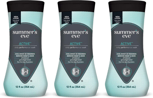 Summer'S Eve Feminine Wash 3 Pack With Active Cooling And 1 Ultimate Odor Control Boric Acid Feminine Body Wash