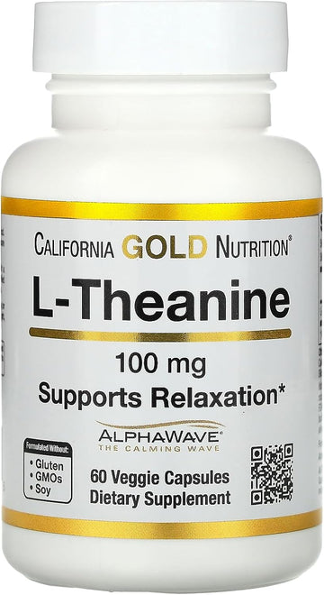 California Gold Nutrition L-Theanine, Featuring Alphawave, 100 Mg, 60 Veggie Capsules