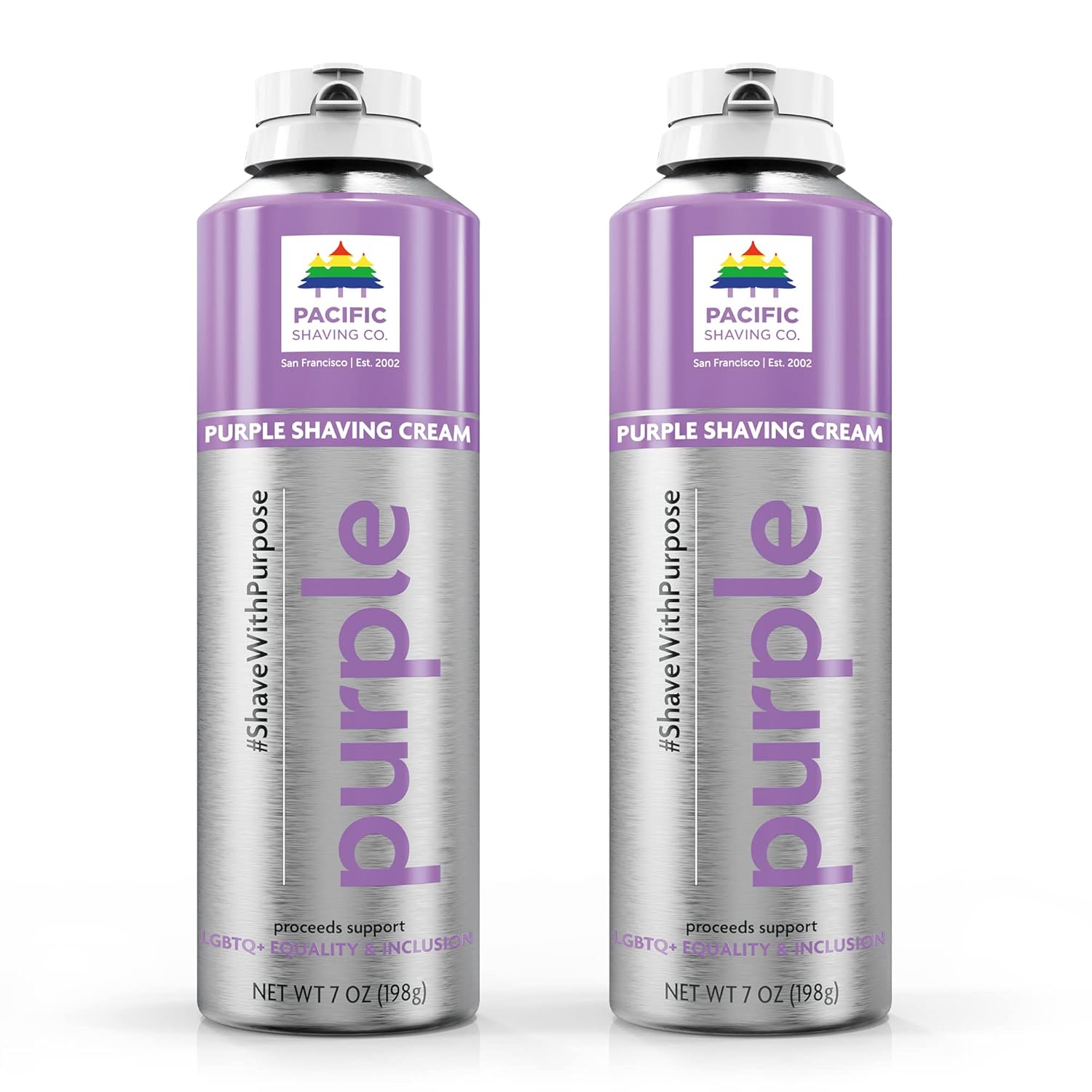 Pacific Shaving Company Purple Shaving Cream - Shave With Purpose - Safe & Natural Ingredients, Cruelty Free, Made In The Usa - Pack Of 2 (7 Oz Each)