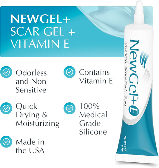 Newgel Plus Scar Gel By Mynewgel Advanced Professional Silicone Treatment For Old And New Scars W Vitamin E, High-Potency For Surgery, Keloids, Burns, And Facial Blemish Scars (30 Grams) - 1 Oz