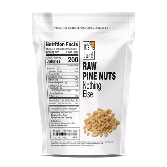 It'S Just - Raw Pine Nuts (Pignolias), No Ppo, Ideal For Pesto, Salads, Roasting (10Oz)